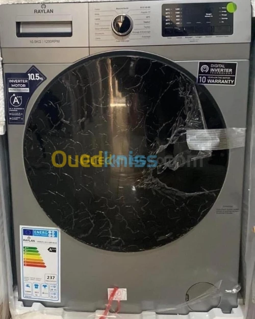 Machine a laver Raylan 10.5 kg Inverter Silver 10 ANS DE GARANTIE 