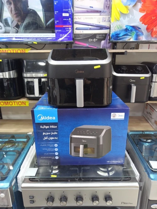 SUPER PROMO AIR FRYER MIDEA 9 LITRE NOIR AVEC DEUX BOUTON RÉGLABLE TEMPÉRATURE ET MINUTERIE