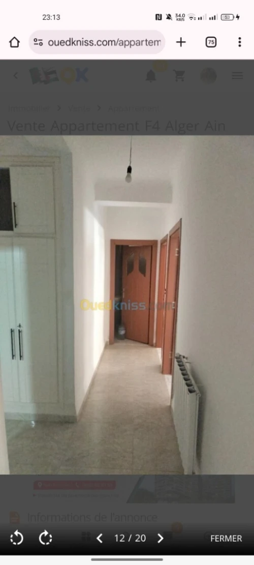 Vente Appartement F4 Alger Ain taya