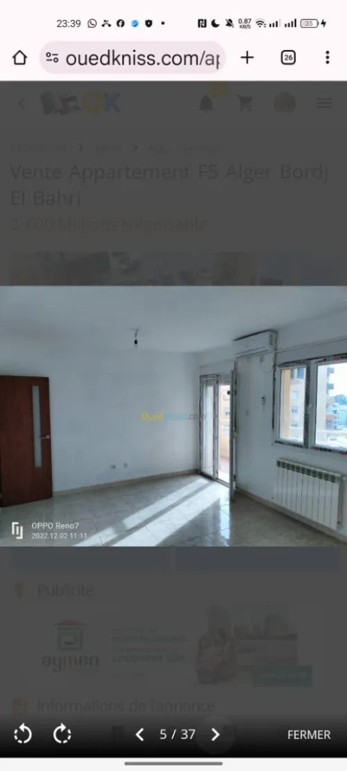 Vente Appartement F5 Alger Bordj el bahri