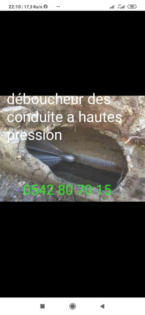 Travaux d'assainissement debouchage curage des canalisations.