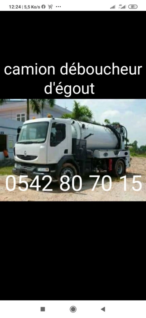 Camion hydrocureur déboucheur d'égout,camion benne tasseuse, ramassage des ordures.