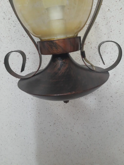 Lustre rustique allemand en fer forgé et cuivre rouge 3