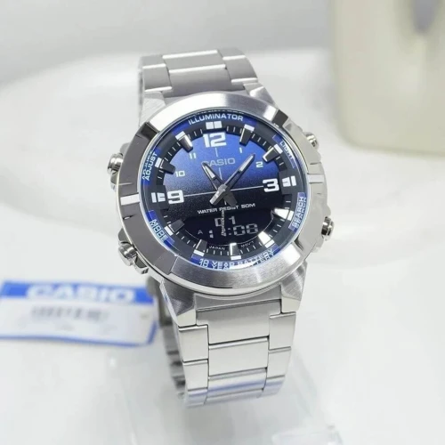Montre pour homme en acier inoxydable analogique /numérique