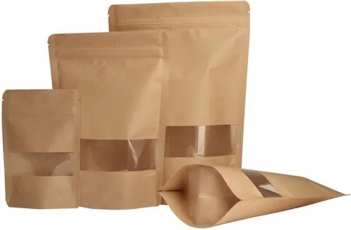 Emballage doypack kraft et transparent et aluminium 