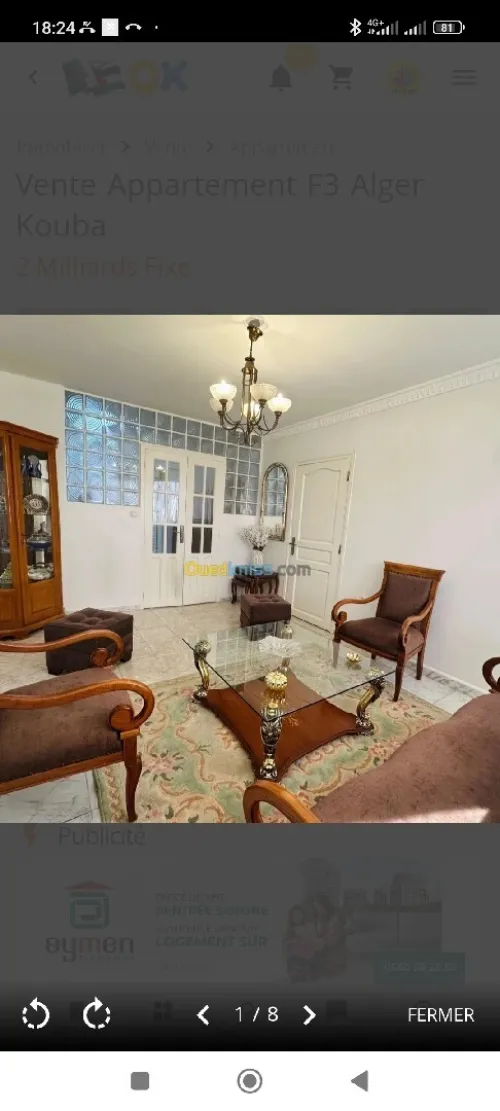 Vente Appartement F3 Alger Kouba