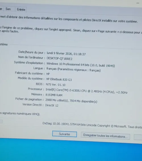 HP EliteBook 820 G3 I5 6300U RAM 8GB SSD 256GB