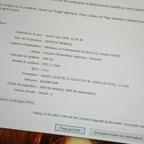 Dell XPS 13 7390 I5 10210U RAM 8GB SSD 256GB ECRAN 13.3 FHD
