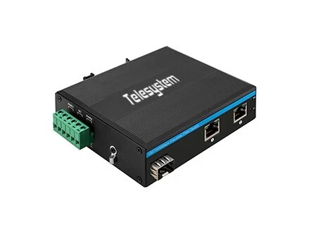 TS IF1F2-P Industrial converter 10/100/1000M, 1xSFP fiber + 2 RJ45 with POE TS-IF1F2-P