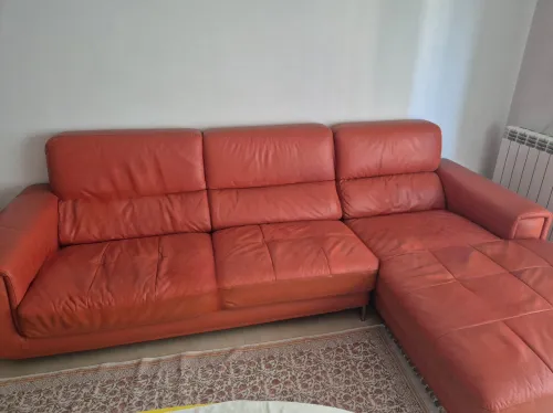 Divan salon en cuir orange