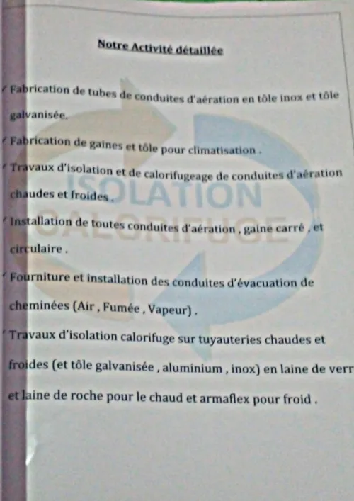 calorifuge tuyauterie chaudronnerie