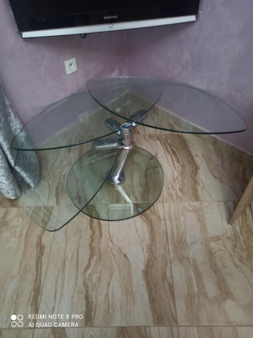 Table salon en verre trempé tournante 