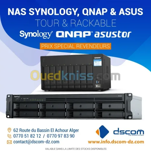 NAS   Baies de Stockage Synology, QNAP, Asustor   Tour & Rackable