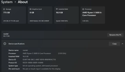 pc gamer Ryzen 5 5600 RX580 + écran + clavier et souris