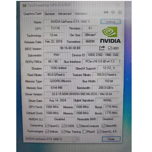PNY NVIDIA GTX 1660 TI 6GB