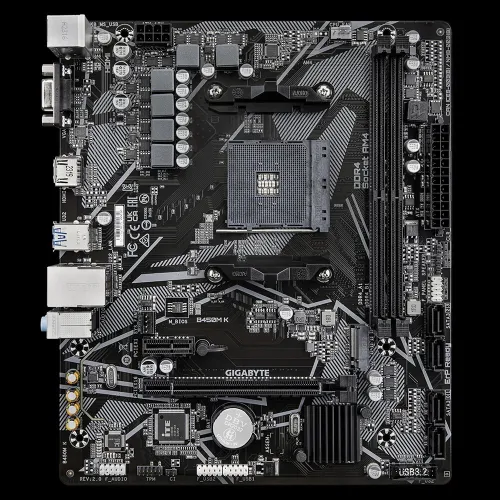 Carte mère Gigabyte B450M K - Défectueuse (Slot RAM 2 HS)