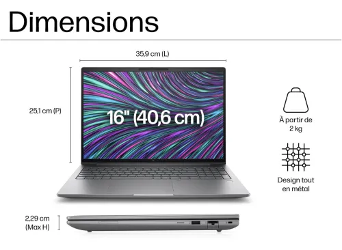 HP ZBOOK POWER 16 G11 - ULTRA 7 155H -32GO DDR5 1TO SSD - 16" FHD - RTX 500 ADA QUADRO 4GB -WIN 11