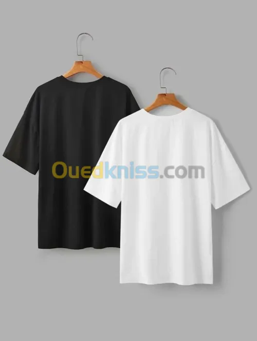 Tshirt oversize blanc, noir  vide coton unisex تيشرت ابيض، اسود  اوفر سايز 