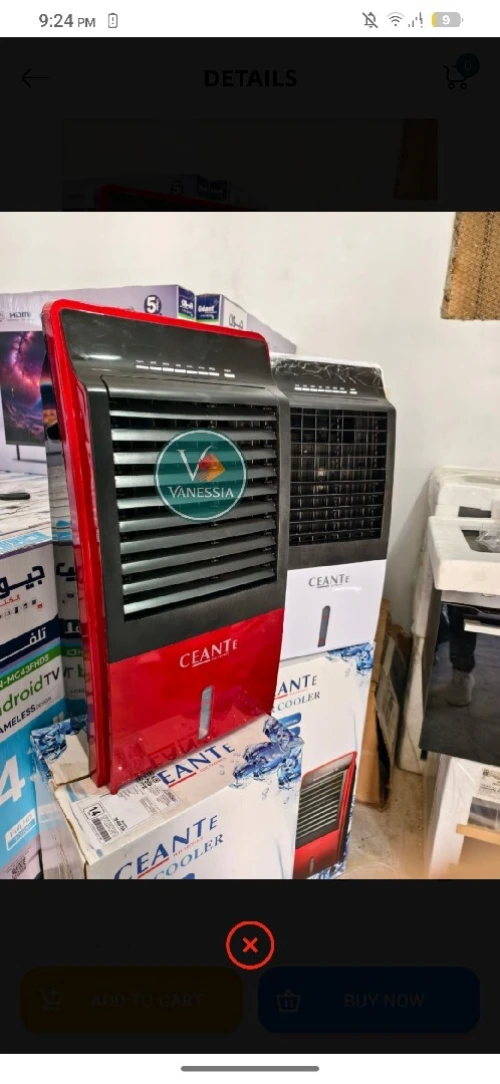 Air Cooler Marque Ceante 12L Couleur Blanc & Rouge