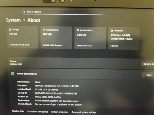 Dell latitude 5540 i5 13u / 32gb ram