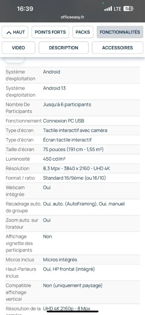 Tv 75 pouce digital interactive 