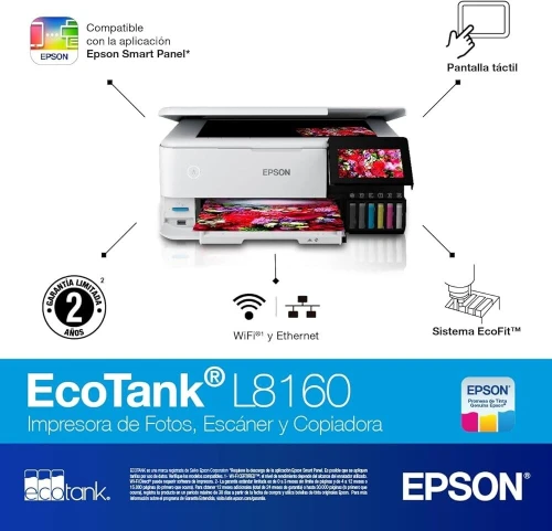 EPSON ECOTANK L8160 - IMPRIMANTE MULTIFONCTION A4 - JET D'ENCRE - RECTO VERSO - WIFI - STANDARD + PHOTO - 6 COULEURS