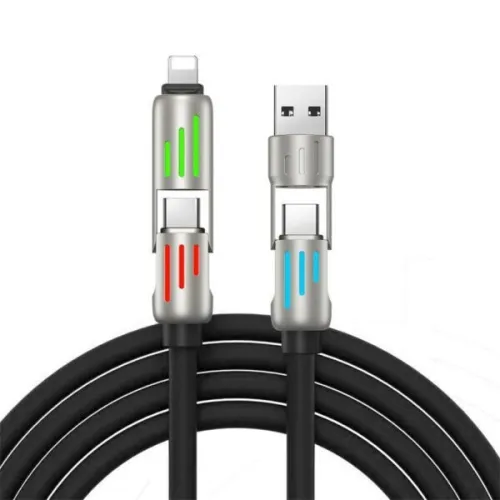 Câble de charge multifonction 4 en 1 USB C, A et Lightning 240W  كابل شحن متعدد الرؤوس