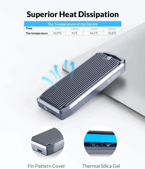 Boîtier SSD ORICO USB4 M.2 NVMe 40Gbps Aluminium - Compatible Thunderbolt 3/4 et USB-C