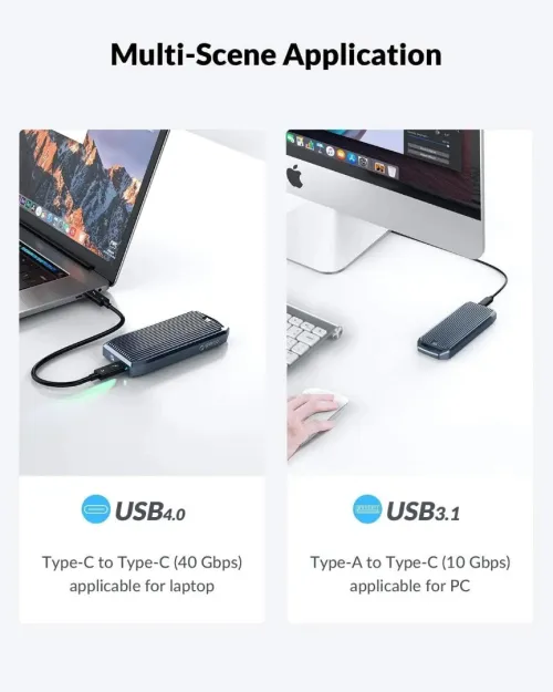 Boîtier SSD ORICO USB4 M.2 NVMe 40Gbps Aluminium - Compatible Thunderbolt 3/4 et USB-C