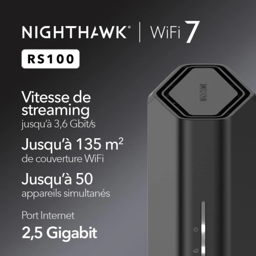 NETGEAR Nighthawk RS100 - Routeur WiFi 7 Bibande (BE3600) | Port 2.5G Multi-Gig