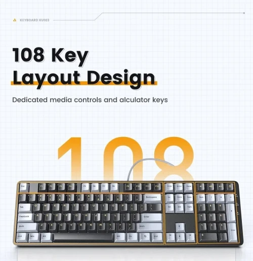 Clavier Mécanique UGREEN - PBT Keycaps Filaires, Switches Rouges - Disposition US