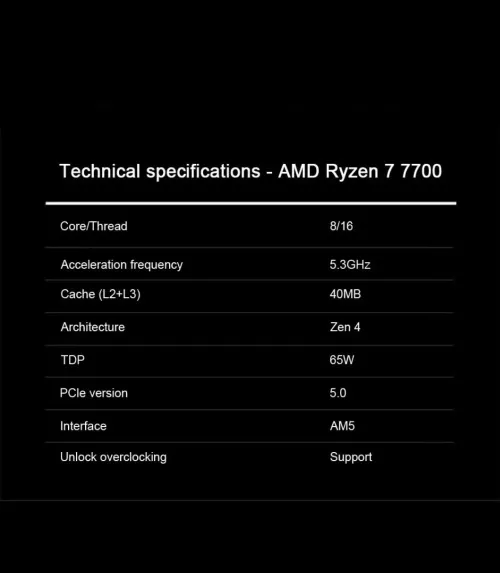 AMD Ryzen 7 7700 - Tray - Processeur 8 Cœurs 16 Threads