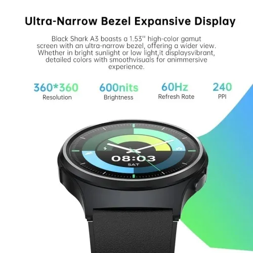 Black Shark A3 Montre Connectée Bluetooth 5.3 Écran 1.53" TFT Étanche IP6X