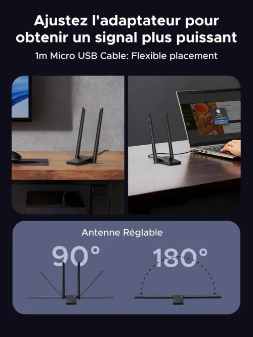 Clé WiFi 6E UGREEN AX5400 | Tri-Bande 6GHz | USB 3.0 | Windows 10/11
