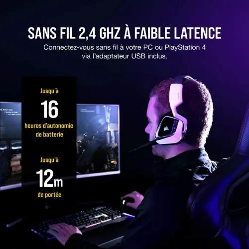 Corsair VOID ELITE Wireless RGB (Blanc) | Son 7.1 | PC/PS5
