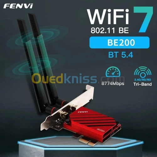 FENVI FV-BE8800 Adaptateur PCIe WiFi 7 5.8Gbps 8774Mbps BT5.4 Tri-Bande pour PC Windows 11