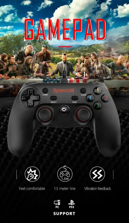 Manette de jeu Redragon Saturn G807 - Windows PC, PS3, Playstation, Android, Xbox 360