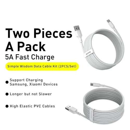 Baseus - Câble de charge rapide USB Type C 5A - 40W - (pack de 2)