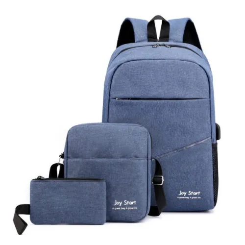 Sac à dos homme avec sac bandoulière et trousse 3en1 محفظة ظهر رجالية 3 قطع 