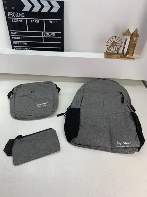 Sac à dos homme avec sac bandoulière et trousse 3en1 محفظة ظهر رجالية 3 قطع 