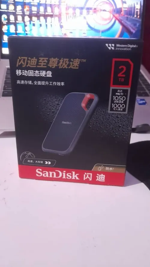 SanDisk 2 To SSD Exterme Portable Type-C USB 3.2 Vitesse De Lecture 1050 Mo/s