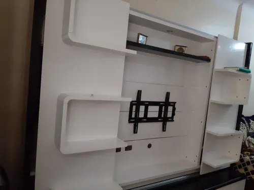 Bibliothèque avec ailes coulissantes avec port TV