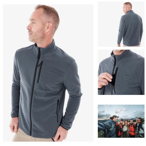 Polaire de randonnée montagne homme, MH500 full zip gris