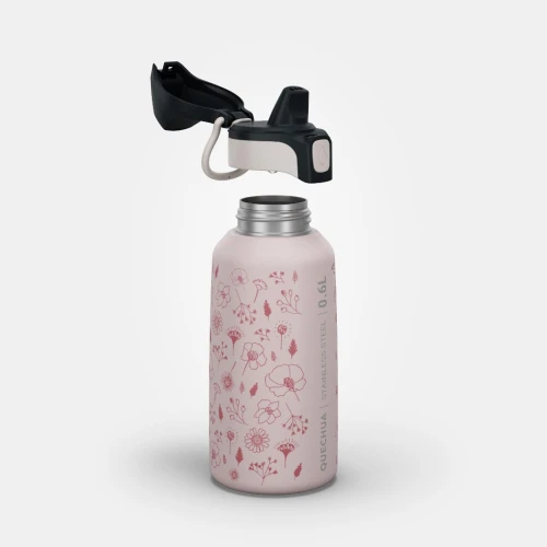 Gourde 500 enfant 0,6l en inox avec bouchon instantané pour la randonnée - Rose+- Bleu
