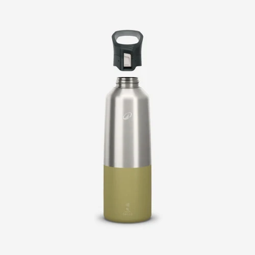 Gourde Decathlon isotherme inox 1L bouchon à ouverture rapide pour la randonnée 
