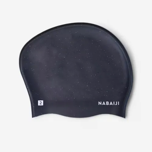 Bonnet decathlon de Bain en Silicone - Taille Unique - Cheveux Longs - Rose / Noir