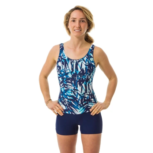 MAILLOT DECATHLON DE BAIN 1 PIÈCE SHORTY AQUAGYM FEMME DOLI BOO BLEU