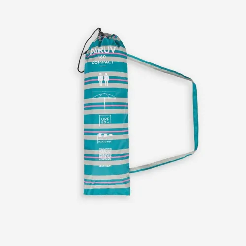 Parasol de plage compact 2 places UPF 50+ - Paruv 160 bleu fleurs