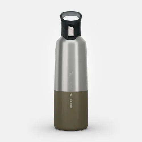 Gourde Decathlon isotherme inox 1L bouchon à ouverture rapide pour la randonnée 
