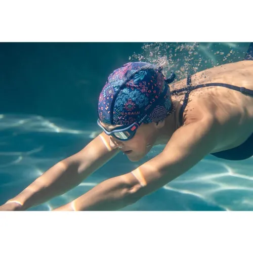 Bonnet de Bain en Maille Enduite - Tissu Imprimé - Taille L